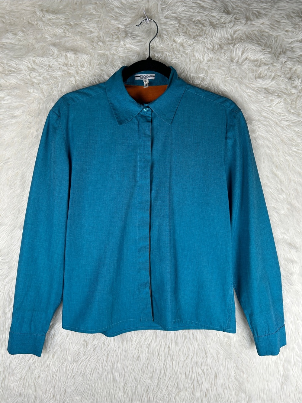 Escada Sport Vibrant Teal Button-Front Collared Shirt